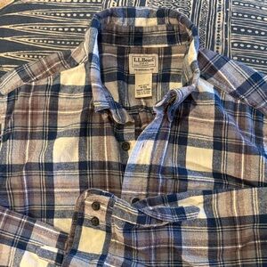 L.L. Bean Men's Casual Blue and Brown Plaid Shirt